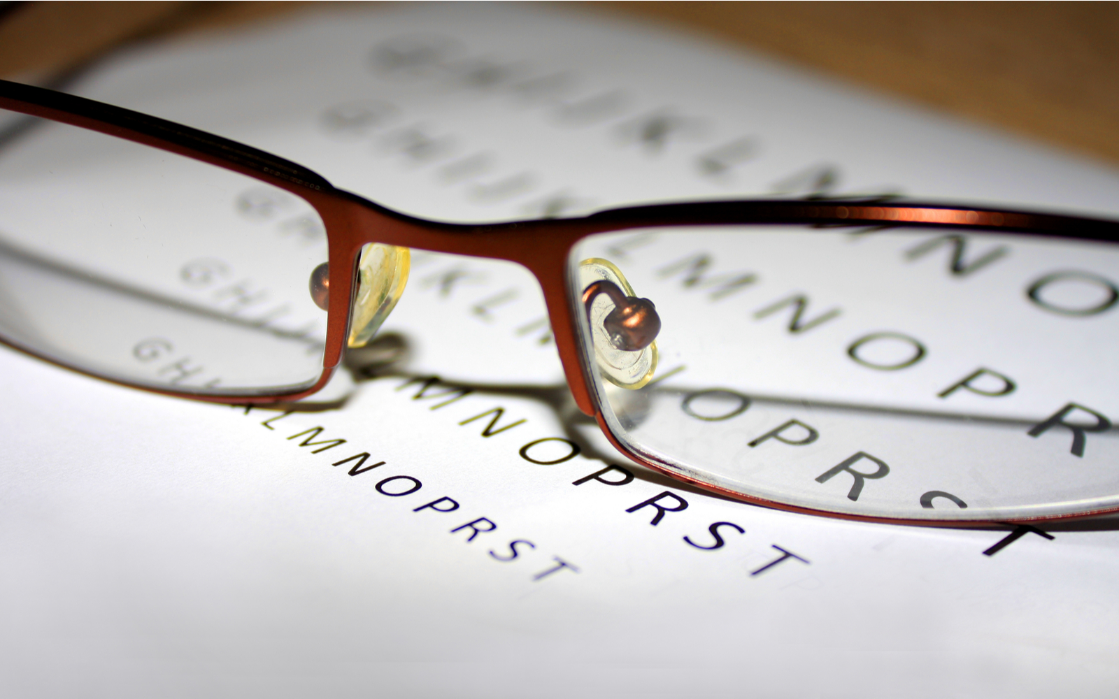Glasses on Eyesight Test